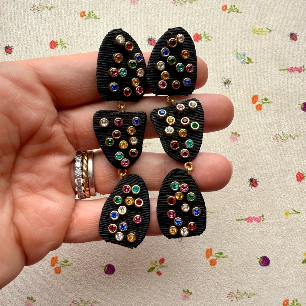 Tuckernuck Black Callan Earrings with Multicolored Gemstones